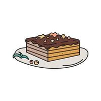 aislado chocolate gofre pastel. garabatear vector ilustración. concepto dulces comercio, cafetería, dulce bocadillo.