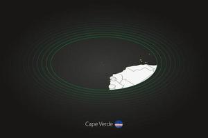 capa verde mapa en oscuro color, oval mapa con vecino países. vector