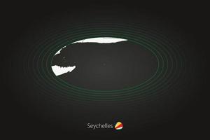 Seychelles map in dark color, oval map with neighboring countries. vector