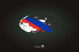 Russia map in dark color, oval map with neighboring countries. vector