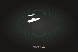 Mauritius map in dark color, oval map with neighboring countries. vector