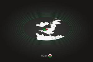 Wales map in dark color, oval map with neighboring countries. vector