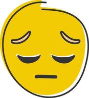 Disappointed emoji. Sad face, unhappy emoticon. Hand drawn, flat style emoticon.r vector