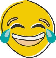 Laughing Smiling Emoji Face. Flat style, hand draw emoticon. vector