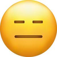 Expressionless emoji. Straight face, emoticon with neutral line eyes and mouth vector