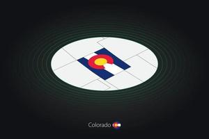 Colorado map in dark color, oval map with neighboring US states. vector