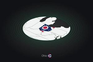 Ohio mapa en oscuro color, oval mapa con vecino nosotros estados vector