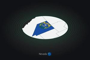 Nevada map in dark color, oval map with neighboring US states. vector