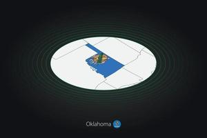 Oklahoma map in dark color, oval map with neighboring US states. vector