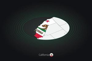 California mapa en oscuro color, oval mapa con vecino nosotros estados vector