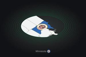 Minnesota mapa en oscuro color, oval mapa con vecino nosotros estados vector