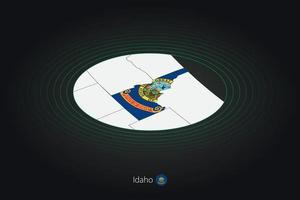 Idaho mapa en oscuro color, oval mapa con vecino nosotros estados vector