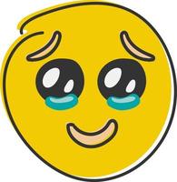 Cute emotional emoji flat style, hand draw emoticon with tears of joy. vector