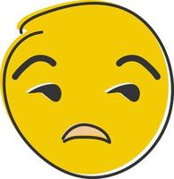 Unamused emoji. Meh emoticon, dissatisfied yellow face. Hand drawn, flat style emoticon. vector