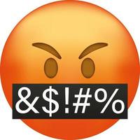 Angry swearing emoji. Emoticon with swear words censored by grawlix symbols vector