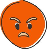 Red angry face. Emoji. Cute emoticon isolated. Hand drawn, flat style emoticon. vector