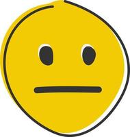 Expressionless emoji. Straight face, emoticon with neutral line eyes and mouth. Hand drawn, flat style emoticon. vector