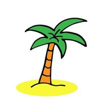 Colorful doodle palm tree illustration in vector. Colorful palm tree icon. Palm vector illustration on white bacground