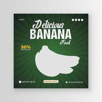 Special and healthy banana fruits social media post template with a minimalist and simple style design for your business vector