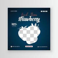 Special and healthy straberry fruits social media post template with a minimalist and simple style design for your business vector