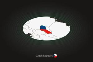 Czech Republic map in dark color, oval map with neighboring countries. vector