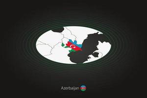 Azerbaijan map in dark color, oval map with neighboring countries. vector