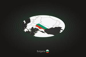 Bulgaria map in dark color, oval map with neighboring countries. vector