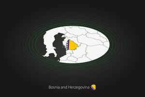 Bosnia and Herzegovina map in dark color, oval map with neighboring countries. vector