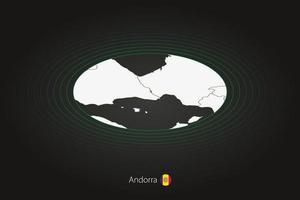 Andorra map in dark color, oval map with neighboring countries. vector