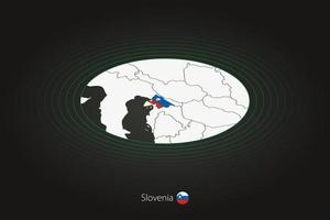 Slovenia map in dark color, oval map with neighboring countries. vector