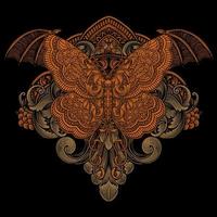 ilustración vector mariposa tribal estilizar con Clásico grabado ornamento en espalda Perfecto para tu mercancías y t camisa