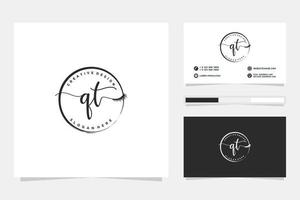 Initial QT Feminine logo collections and business card template Premium Vector