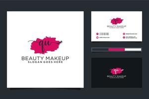 Initial QU Feminine logo collections and business card template Premium Vector