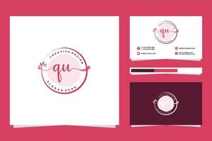 inicial qu femenino logo colecciones y negocio tarjeta modelo prima vector