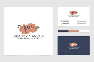 Initial QW Feminine logo collections and business card template Premium Vector