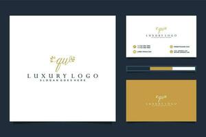 Initial QW Feminine logo collections and business card template Premium Vector