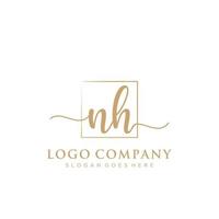 Initial NH feminine logo collections template. handwriting logo of initial signature, wedding, fashion, jewerly, boutique, floral and botanical with creative template for any company or business. vector