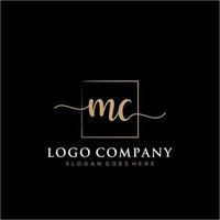 Initial MC feminine logo collections template. handwriting logo of initial signature, wedding, fashion, jewerly, boutique, floral and botanical with creative template for any company or business. vector