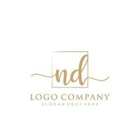 Initial ND feminine logo collections template. handwriting logo of initial signature, wedding, fashion, jewerly, boutique, floral and botanical with creative template for any company or business. vector