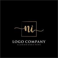 Initial NI feminine logo collections template. handwriting logo of initial signature, wedding, fashion, jewerly, boutique, floral and botanical with creative template for any company or business. vector