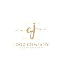 Initial OJ feminine logo collections template. handwriting logo of initial signature, wedding, fashion, jewerly, boutique, floral and botanical with creative template for any company or business. vector