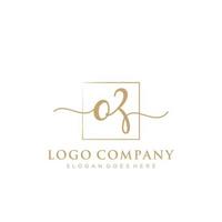 Initial OZ feminine logo collections template. handwriting logo of initial signature, wedding, fashion, jewerly, boutique, floral and botanical with creative template for any company or business. vector