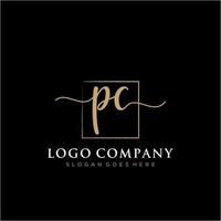 Initial PC feminine logo collections template. handwriting logo of initial signature, wedding, fashion, jewerly, boutique, floral and botanical with creative template for any company or business. vector