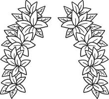 Flower Wreath Isolated Coloring Page for Kids vector