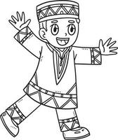 Afro Boy Playing Isolated Coloring Page for Kids vector