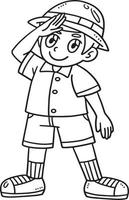 Child Saluting Isolated Coloring Page for Kids vector
