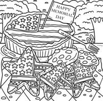 Memorial Day Star Cookies and Pie Coloring Page vector