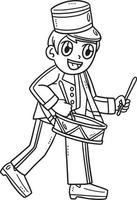 Cadet Playing Marching Drum Isolated Coloring Page vector