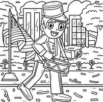 Memorial Day Cadet Playing Marching Drum Coloring vector