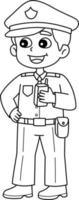 Policeman Isolated Coloring Page for Kids vector